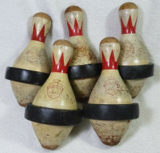 Brunswick Red Crown Duck Pin Bowling Pins Pegs 2