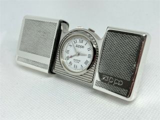 Rare ZIPPO Silver - Plated Limited Edition TIME TANK Pocket Watch Silver 2