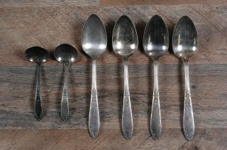 4 National Silver Co King Edward Silverplate Spoons,  2 Sauce Spoons