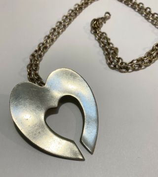 Vintage Reed & Barton Pewter Heart Shaped Necklace.  Unique Jewelry