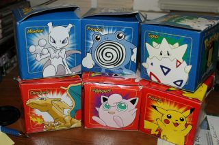6 - 1999 Burger King Pokemon 23k Gold Cards & Balls Set Of 6 Collectible Toys