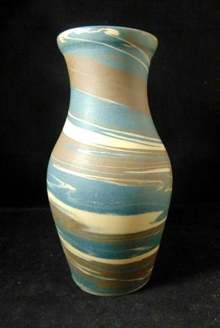Rare Niloak Pottery 1910 - 24 Mission Swirl Vase 9 " 1st Art Mark