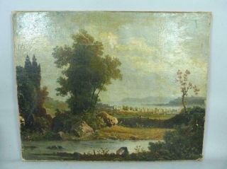 Rare 18th Century Old Master Landscape Oil Painting Of A Walled City 64 X 57cms
