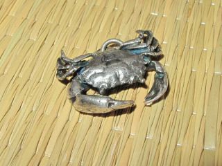 Rare - Retired James Avery Sterling Large 3 - D Crab Charm Pendant,  Uncut Loop