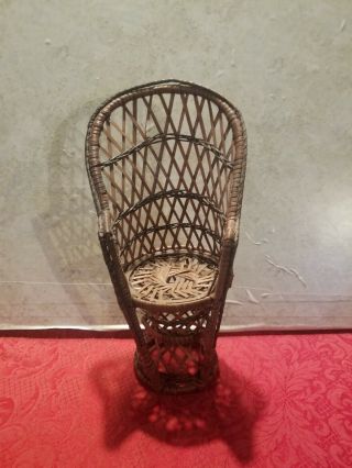 Vintage Wicker Rattan Peacock Chair,  Mini 10 "