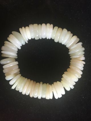 Rare Chinese Hetian White Jade Disc Beads Bracelet