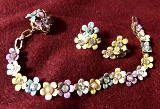 Rare Vintage Sandor Co Bracelet And Clip Earrings
