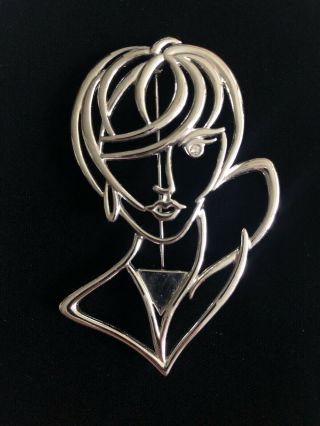 Huge Rare Vintage Signed Pin By Jj Jonette Jewelry - Mod Lady Perfect