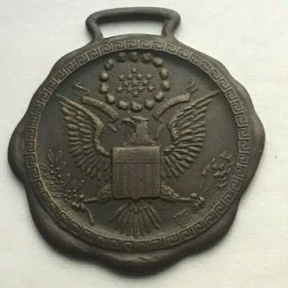 Vintage Antique Bronze American Eagle E Pluirbus Unum Medal Medallion Badge