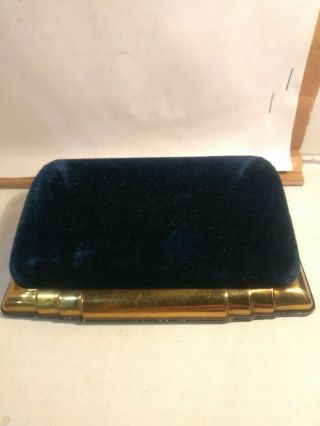 Antique Art Deco Ribaux Jewelry Watch Display Storage Box Case Blue Cloth 3x5