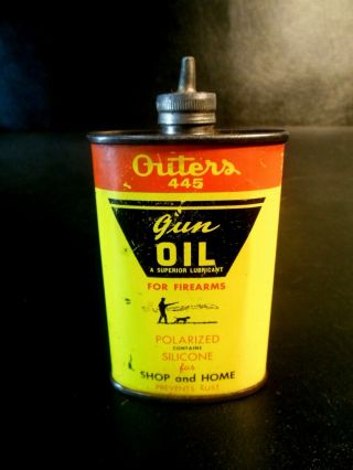 Vintage Rare Outers 445 Lead Top Gun Oil Advertising Can