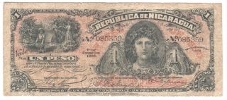 Nicaragua 1 Peso 1906 P - 35 Rare