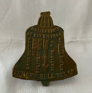 Antique Ohio Bell Telephone Co.  Brass Bronze Bell Shaped Buried Cable Marker