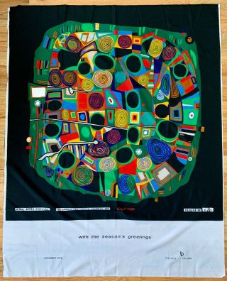 Hundertwasser Screen Printed Fabric " Le Jardin Des Morts Heureux " Texoprint Rare