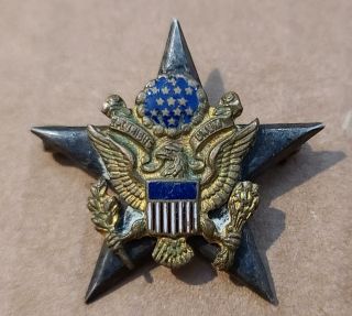 Rare Wwii Vintage Us Army Chief Of Staff Collar Insignia Pin Sterling