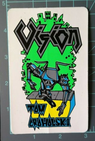 Vintage Vision Skateboard Tom Groholski - Robot Sticker - White / Green
