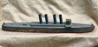 Rare Antique Wwi Wooden Ship Model Wickes Class Destroyer Four Stacks Ww1