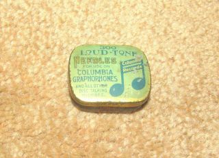 Antique Columbia Graphophone Phonograph Advertising Tin Needle Container
