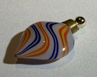Murano Vintage Cane And Gold Infused Milk Glass Teardrop Perfume Scent Bottle