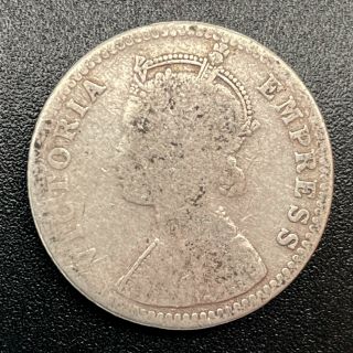 India British 1/4 Rupee 1889 (b) Silver Queen Victoria KM 490 Rare. 2
