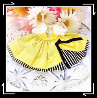 ❤️vintage Madame Alexander 8 " Outfit Tagged France Yellow And Black Dress❤️