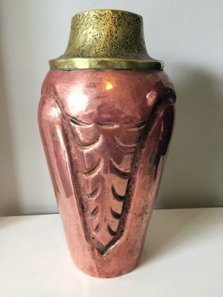 Rare Large Vase Copper & Brass,  Secessionist Hammered Art & Crafts Wmf?