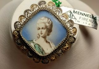 Antique Cameo Pendant Brooch Pin Firenze Made In Italy 800