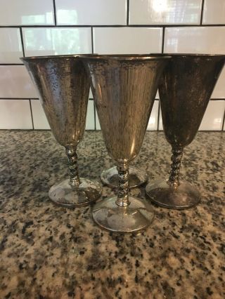 4 Vintage Silver Plated Goblets 7 Inches Made In Spain