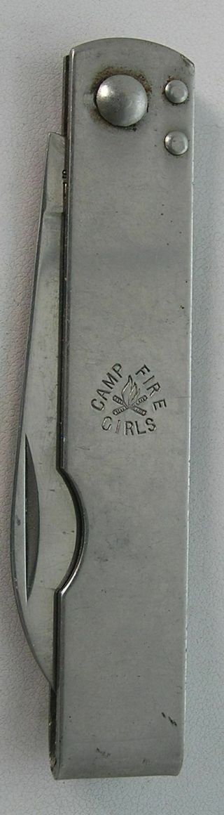 Rare Orig.  Camp Fire Girls Folding 3 - 1/2 " Pocket Knife Imperial Usa Stainless