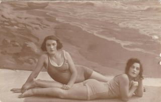 1920s Nude Women Swimsuits Pinup Risque Gals Couple Arcade Russian Antique Photo