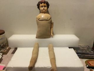 Rare Antique Doll China Head Shoulders 20” Arm Missing Legs Present