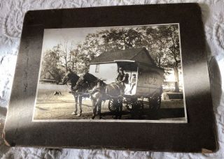 Antique Cabinet Card Photo Ice Wagon Delivery,  Horses