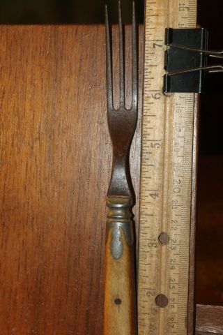 Antique Civil War Era Cutlery Table Fork Bovine Bone Handle 3 Tine