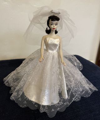 Vintage Barbie Wedding Day Set 972 White Tulle Lace Satin Gown Dress & Veil R