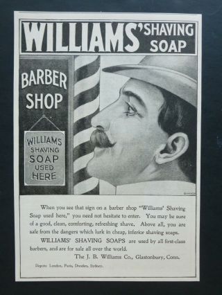 Rare 1899 Antique Ad Williams Shaving Soap Glastonbury Ct Vtg Victorian Shaving