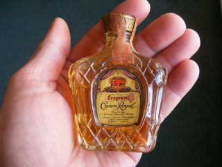 Rare Vintage 1966 Dated Crown Royal Whiskey Miniature Mini Bottle W/ Tax Seal
