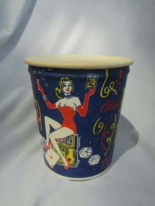 Rare Vintage Club Prima Donna Reno Sexy Burlesque Showgirl Design Paper Coin Cup