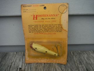 Vintage Hootenanna Fishing Lure In Package Rare Nr Wood