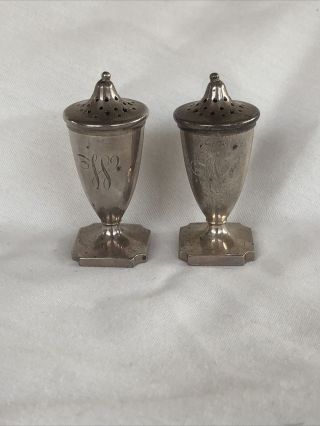 Pair Vintage Reed & Barton Sterling Individual Salt & Pepper Shakers