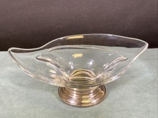 Vintage Web Sterling Silver Base Divided Glass Candy Bowl