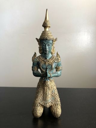 Fine Thai Gilt Gold Bronze Praying God Deity Sculpture Statue Figure Art