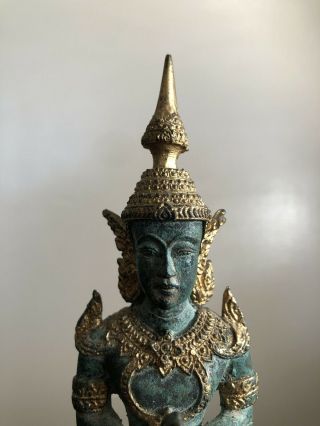 Fine Thai Gilt Gold Bronze Praying God Deity Sculpture Statue Figure Art 2