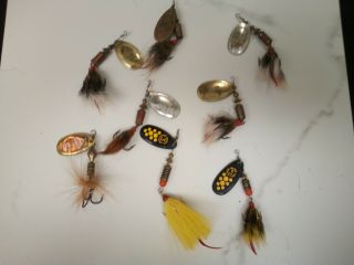 Assorted Vintage Fishing Lures Mepps Spinners Black Fury