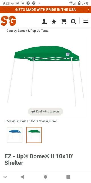 E - Z Up Dome Ii Canopy Shelter Green Rare Item