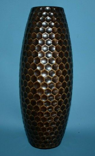 Mid Century Modern Vintage Wooden Vase Bee Hive Honey Comb 10 Inches Tall