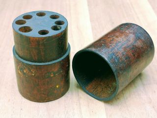 Vintage Wooden Drill Bit Index Antique Pin Punch Case Cylinder Brace Tool