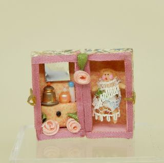 Vintage Teeny Tiny Little Girl Toy Doll W Box Artisan Dollhouse Miniature 1:12
