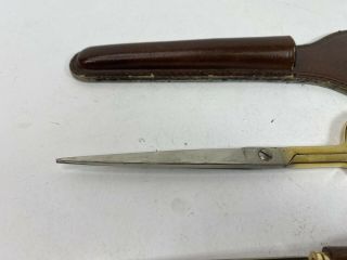 SOLINGEN Rare Vintage Letter Opener Scissors,  Blade & Leather Holder Germany 3