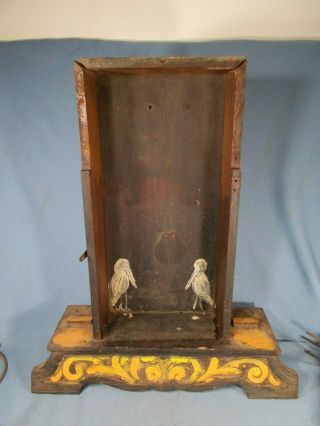 Antique Oak Gingerbread Style Wooden Kitchen Clock Case Base Painted Egrets