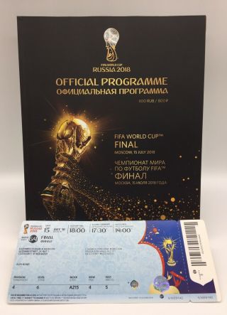 Rare France V Croatia 2018 World Cup Final Programme,  Ticket Russia 2018 Wm